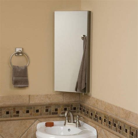 crosstown stainless steel corner medicine cabinet with mirror|home decor medicine cabinets.